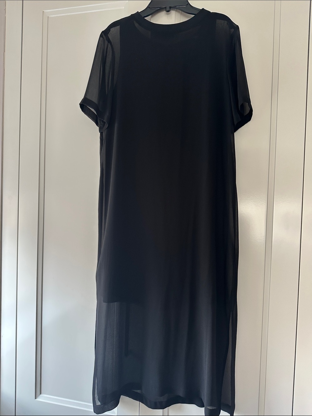 Zara Black Sheer Short Sleeve Midi Dress